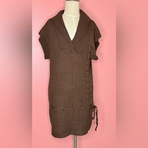 Brown Knit Sweater Dress